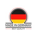 Made in Germany logo or badge with German circle flag. Best Quality icon. Vector illustration